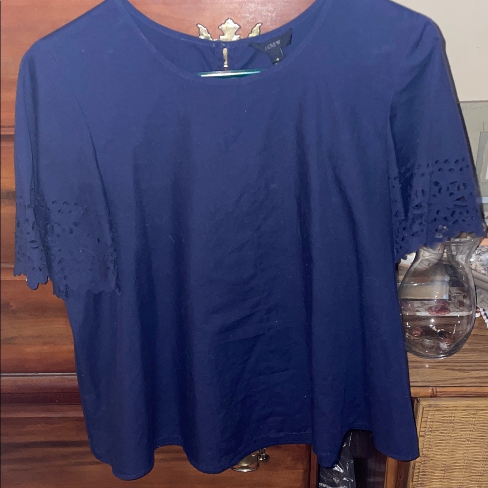 J. Crew Navy Eyelet Sleeve Tunic Tee